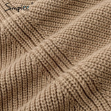 Simplee Knitted turtleneck cloak sweater Women Camel casual pullover Autumn winter streetwear women sweaters and pullovers 2018