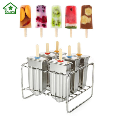 Frozen Stainless Steel Popsicle Molds Ice Cream Stick Holder 6 Molds Summer Home DIY Ice Cream Mould Ice Pop Mould Easy to clean