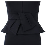 Vfemage Womens V Neck Front Zipper Ruffle Bow Peplum Work Office Business Cocktail Party Stretch Bodycon Pencil Sheath Dress 725