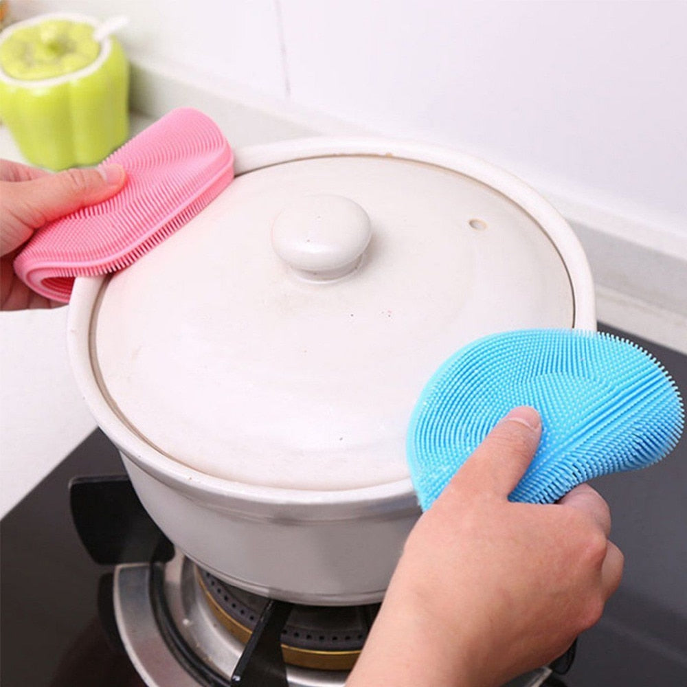 Magic Cleaning Brushes Soft Silicone Dish Bowl Pot Pan Cleaning Sponges Scouring Pads Cooking Cleaning Tool Kitchen Accessories