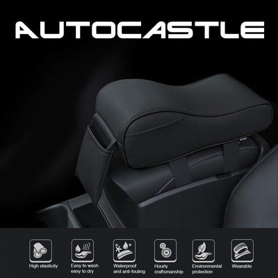 Auto Center Console Armrest Pillow, Memory Foam Car Armrest Cushion with Phone Holder Storage Bag