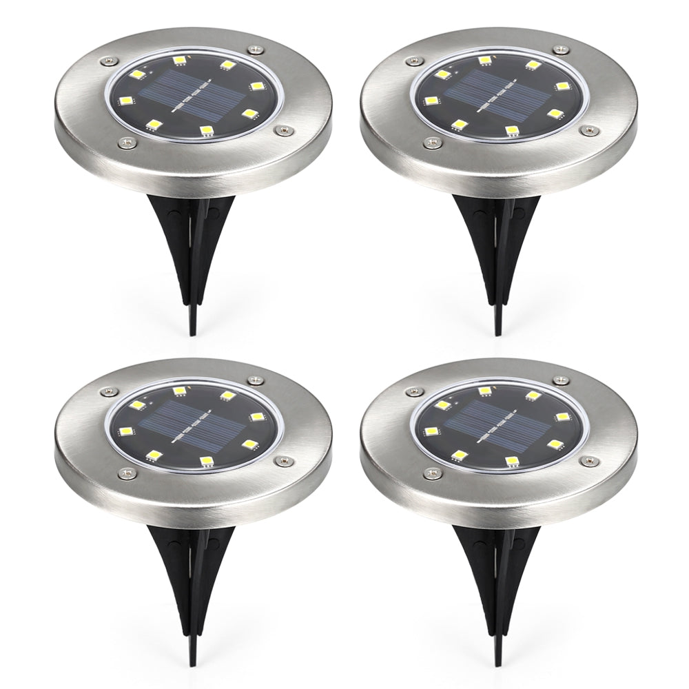 4PCS 8 LEDs Solar Powered IP65 Waterproof Ground Lamp for Outdoor Fence Garden