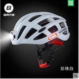 Rock Brothers bicycle helmet with warning light luminous insect-proof net mountain road riding helmet equipment men and women