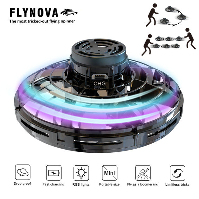 Flynova Flying Spinner Mini UFO Drone Hand Operated Flyorb Fly Fidget Toys Children Kids Adult Christmas Birthday Gift