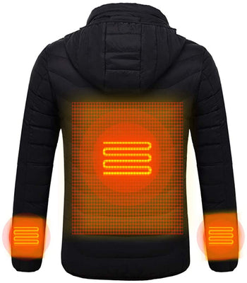 Mens Winter Heated USB Hooded Work Jacket Coats Adjustable Temperature Control Safety Clothing