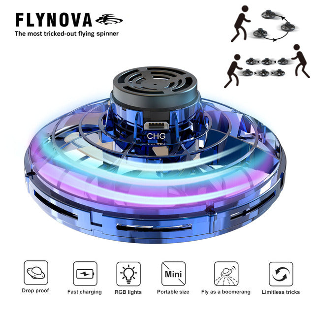 Flynova Flying Spinner Mini UFO Drone Hand Operated Flyorb Fly Fidget Toys Children Kids Adult Christmas Birthday Gift