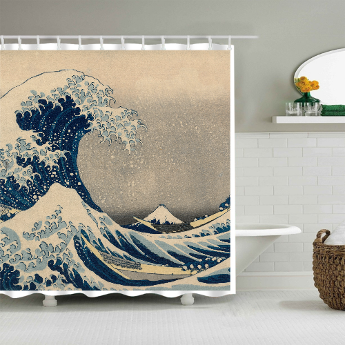 Hokusai The Great Wave nautical shower curtain