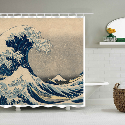 Hokusai The Great Wave nautical shower curtain
