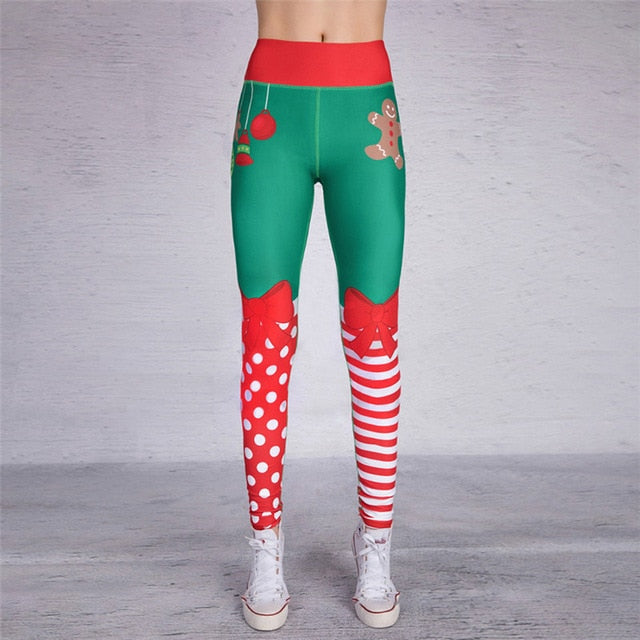 Christmas Printed Leggings Put Hip Elastic High Waist Legging Breathable Merry Christmas Pants