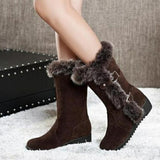 Winter Women Shoes Ladies Mid Calf Boots High Tube Classic Thick Fleece Models Snow Boots Muje Plus Size 35-42