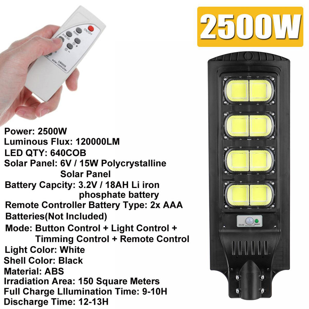 500W 1000W 1500W 2500W COB Led Solar Street light pir motion sensor outdoor Lighting Wall Lamps flood light Timming control