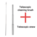 Stainless Steel Telescopic Drinking Straw Portable straw For Travel Reusable Collapsible Metal Drinking Straw With Brush