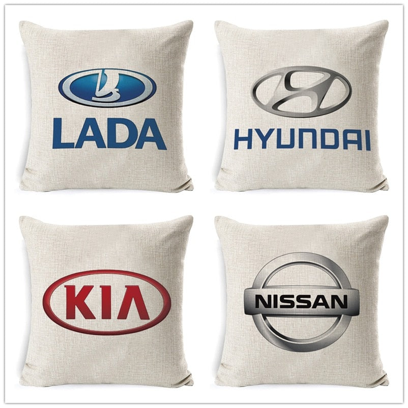 Fokusent Car Sign Logos Pattern Cushion Cover 45x45cm 18 inch Decors Back Lumbar Pillow Case Creative Car Brand Cushion Cover