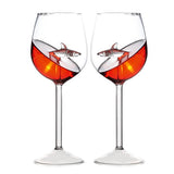 2PC Glass Cup European Crystal Glass Shark Red Wine Glass Cup wine bottle Glass High Heel Shark Red Wine Cup Wedding Party Gift
