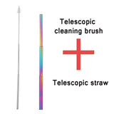 Stainless Steel Telescopic Drinking Straw Portable straw For Travel Reusable Collapsible Metal Drinking Straw With Brush