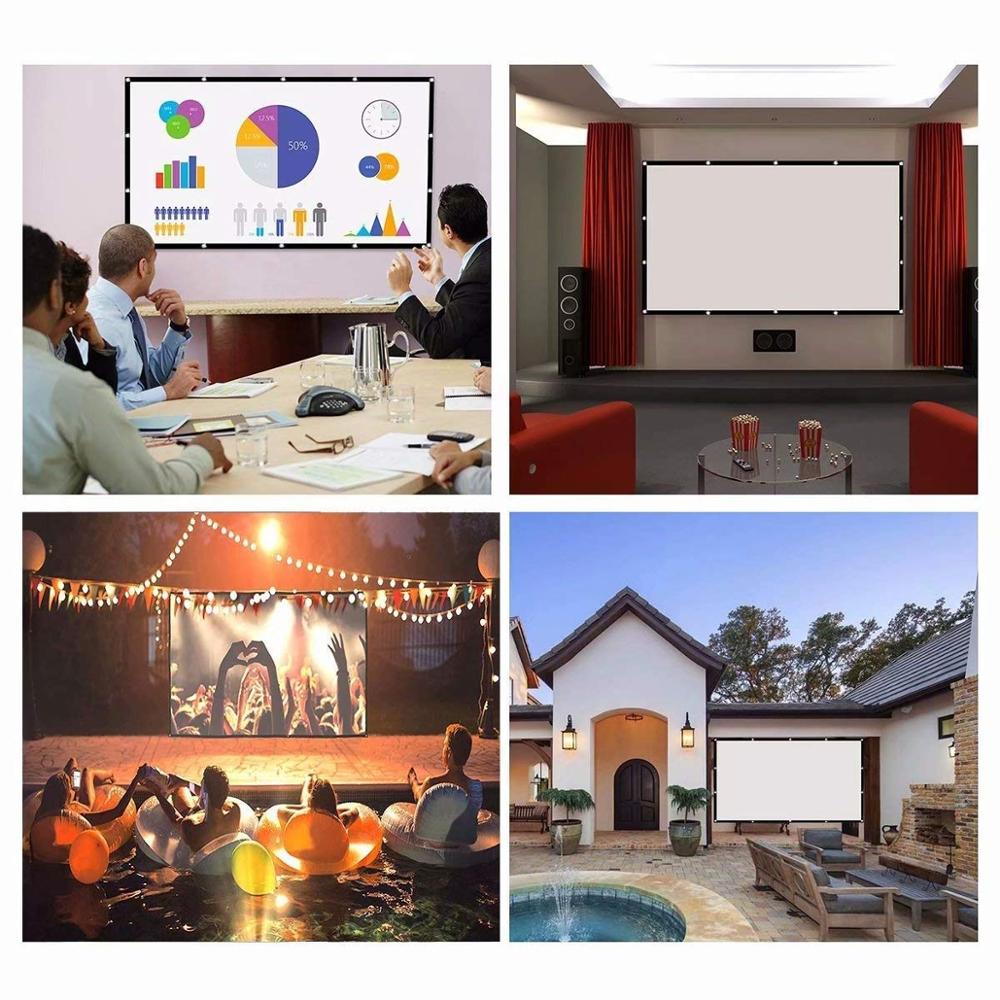 Salange HD Foldable Anti-crease Portable Projector Movie Screen for Home Theater Outdoor Indoor Support Double Sided Projection
