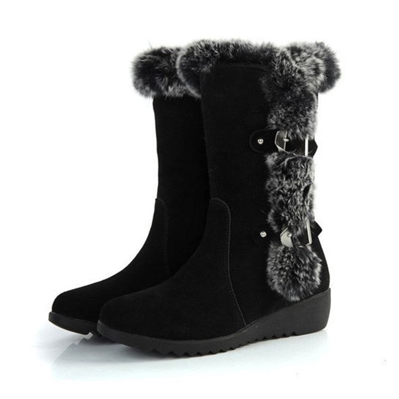 Winter Women Shoes Ladies Mid Calf Boots High Tube Classic Thick Fleece Models Snow Boots
