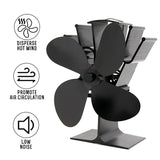 Black Stove Fan 4 Blade Fireplace Fan Heat Powered komin Wood Burner Eco Fan Friendly Quiet  Home Efficient Heat Distribution