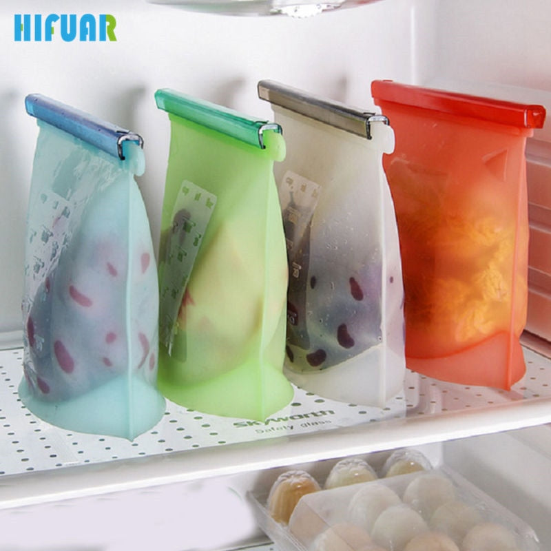 HIFUAR Reusable Vacuum Silicone Food Bag Sealer milk Fruit Meat Storage Bags Fridge Food Storage Containers Refrigerator Bag