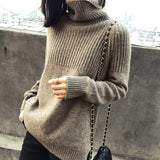 BELIARST 19 Autumn and Winter New Cashmere Sweater Women's High Collar Loose Pullover Lazy Wind Sweater Large Size Was Thin