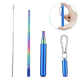 Stainless Steel Telescopic Drinking Straw Portable straw For Travel Reusable Collapsible Metal Drinking Straw With Brush