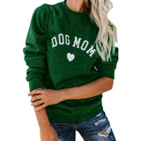 DOG MOM Funny Letter Print Sweatshirt For Women Full Sleeve Casual Top Autumn Clothes