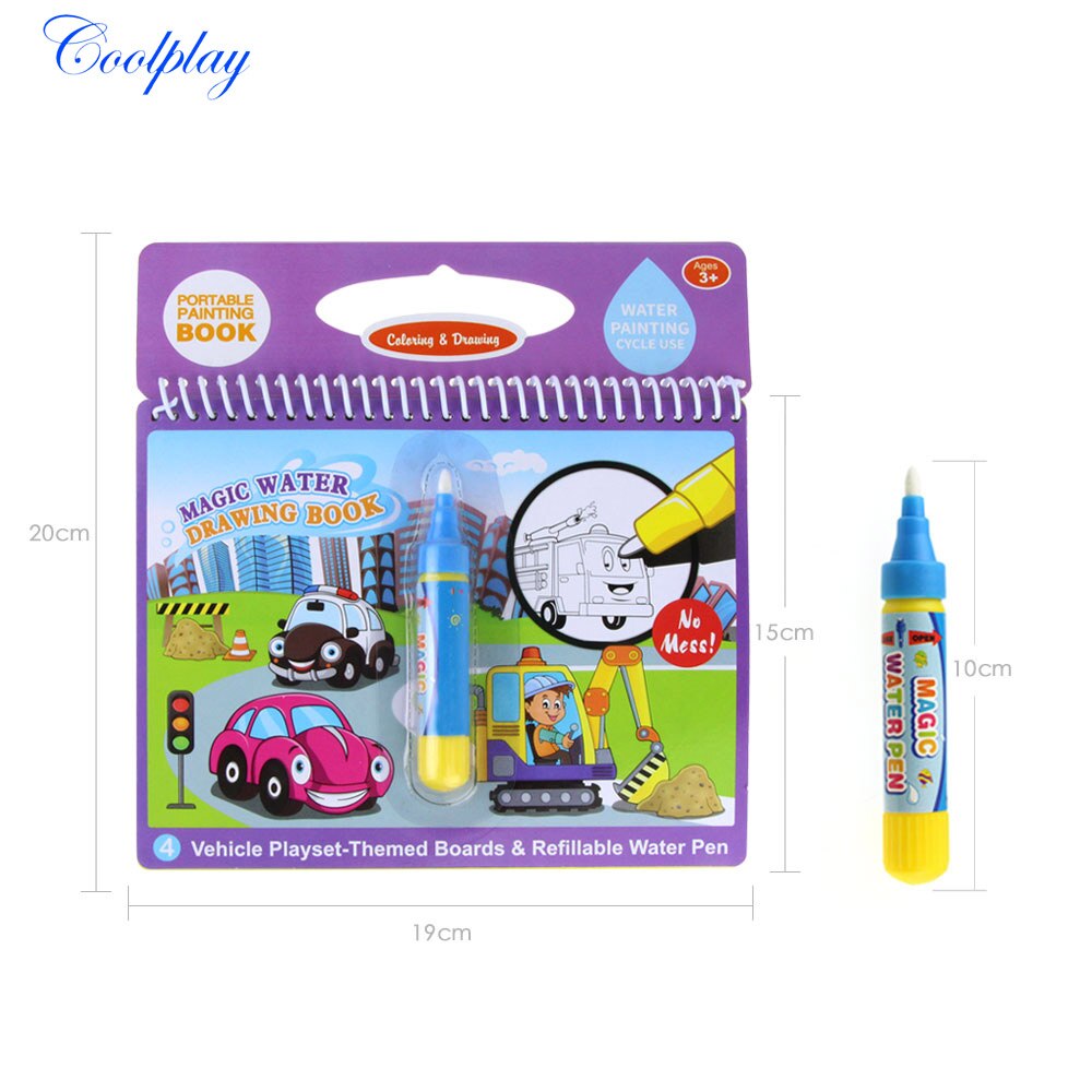 COOLPLAY Magic Water Drawing Book Coloring Book Doodle & Magic Pen Painting Drawing Board For Kids Toys Birthday Gift