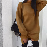 Women Winter Pullover Sweater Dress Ladies Sweater Dresses Turtleneck Female Sweaters Solid Knitted Pull Femme Plus Size