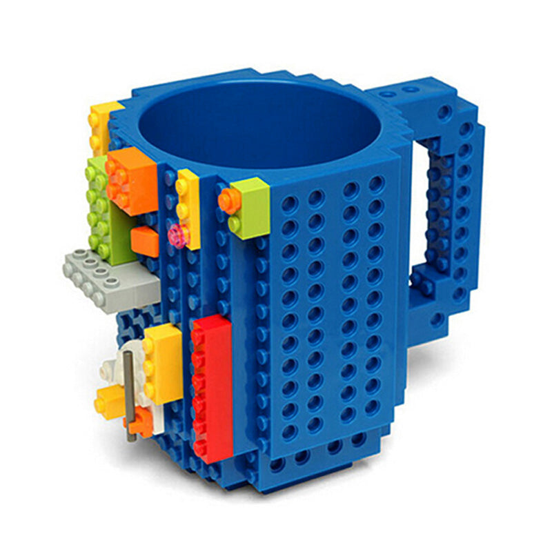 1Pc 12oz Build-On Brick Mug Type Building Blocks Coffee Cup DIY Block Puzzle Mug Portable Drinkware Drinking Mug 4 Colors 