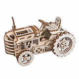 Vintage DIY Mechanical Gear Drive Tractor 3D Puzzle Wooden Educational Toy Model Building Kit Gift for Children Adult