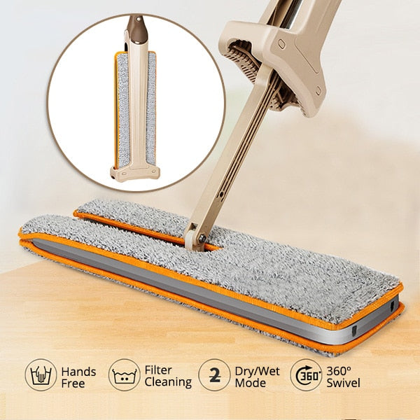 Self-Wringing Double Sided Flat Magic Mop Hand Push Sweepers Hard Floor Cleaner Lazy Vassoura Telescopic Comfortable Clean Tool