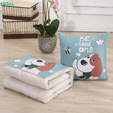 Multifunctional cotton cartoon quilt blanket portable foldable square throw pillow home office car air conditioning quilt 45*45