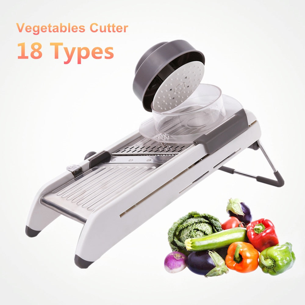  18 Types Use Mandoline Vegetables Cutter Shredders Stainless Steel Slicer Onion Potato Cutter Carrot Grater kitchen Tools