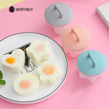 WORTHBUY 4 Pcs/Set Cute Egg Poacher Plastic Egg Boiler Kitchen Egg Cooker Tools Egg Mold Form Maker With Lid Brush Pancake