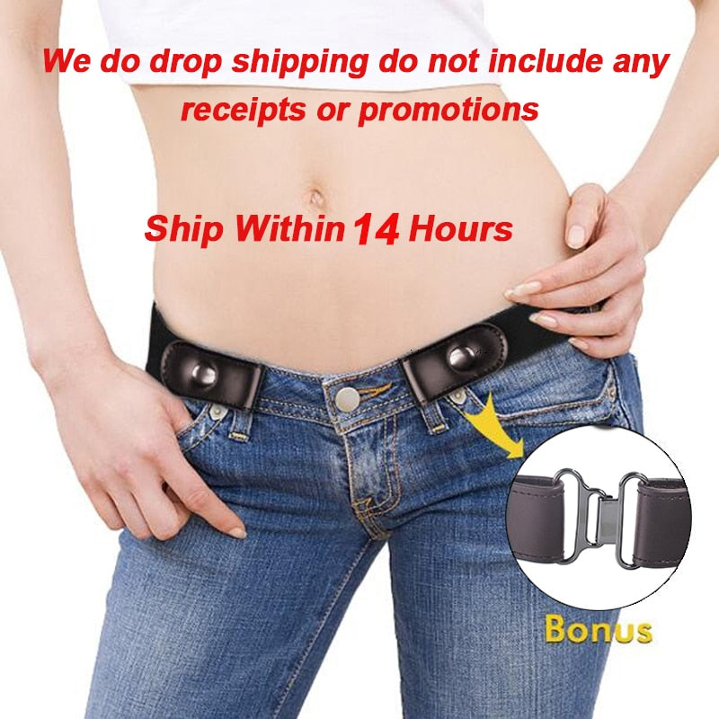 AWAYTR Unisex Buckle-Free Elastic Belt For Jeans Pants Dress Free Stretch Waist Belt For Women Men No Buckle Adjustable Belt 