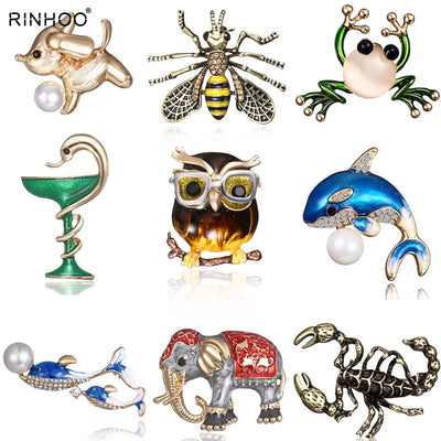 13 Styles High-grade Vintage Fashion Frog Pins Cute Bee Animals Enamel Insect Dog Brooches For Women Party Gift New
