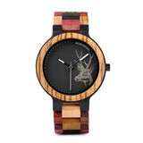 BOBO BIRD Quartz  Elk Engraving Wooden His or Hers   Watches in Wood Box Great Gift for your Lover