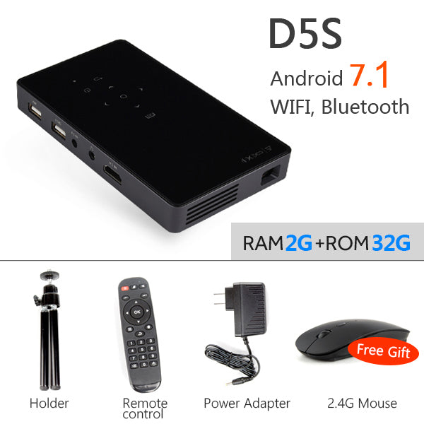 Smart Projector, D5S, Android 7.1 (2G+32G) WIFI, Bluetooth, HDMI, Home Theater Mini Projector