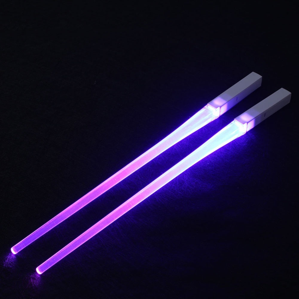 Creative 1 Pair LED Lightsaber Chopsticks Light Up Durable Lightweight Kitchen Dinning Room Party Portable Food Safe Tableware