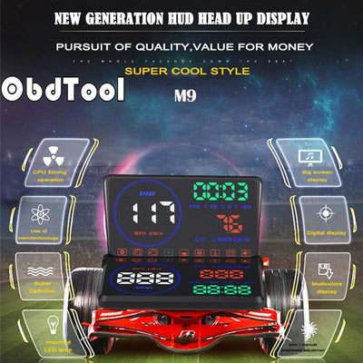 ObdTooL 2018 New M9 HUD Display Car 5.5 Inch Windscreen Projector OBD2 EUOBD Car Driving Data Display Speed RPM Fuel Consumption