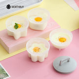 WORTHBUY 4 Pcs/Set Cute Egg Poacher Plastic Egg Boiler Kitchen Egg Cooker Tools Egg Mold Form Maker With Lid Brush Pancake