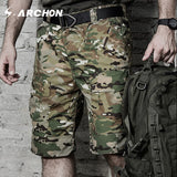 S.ARCHON US Summer Waterproof Military Loose Cotton Shorts Men Casual Tactical Cargo Breathable Shorts Elastic Waist Army Shorts