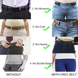 AWAYTR Unisex Buckle-Free Elastic Belt For Jeans Pants Dress Free Stretch Waist Belt For Women Men No Buckle Adjustable Belt 