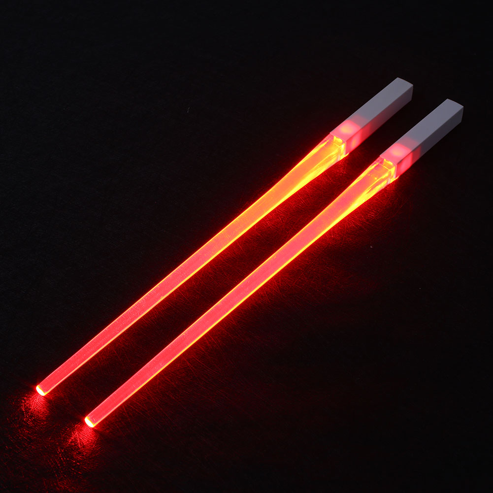 1 Pair LED Lightsaber Chopsticks Light Up Durable Lightweight Kitchen Dinning Room Party Portable Food Safe Tableware
