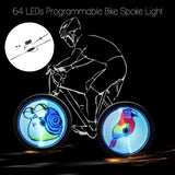 64 LEDs Wireless Bicycle Spokes Lights Color Changing Programmable Bicycle Light Spoke Wheel Light Bike Light Lamp