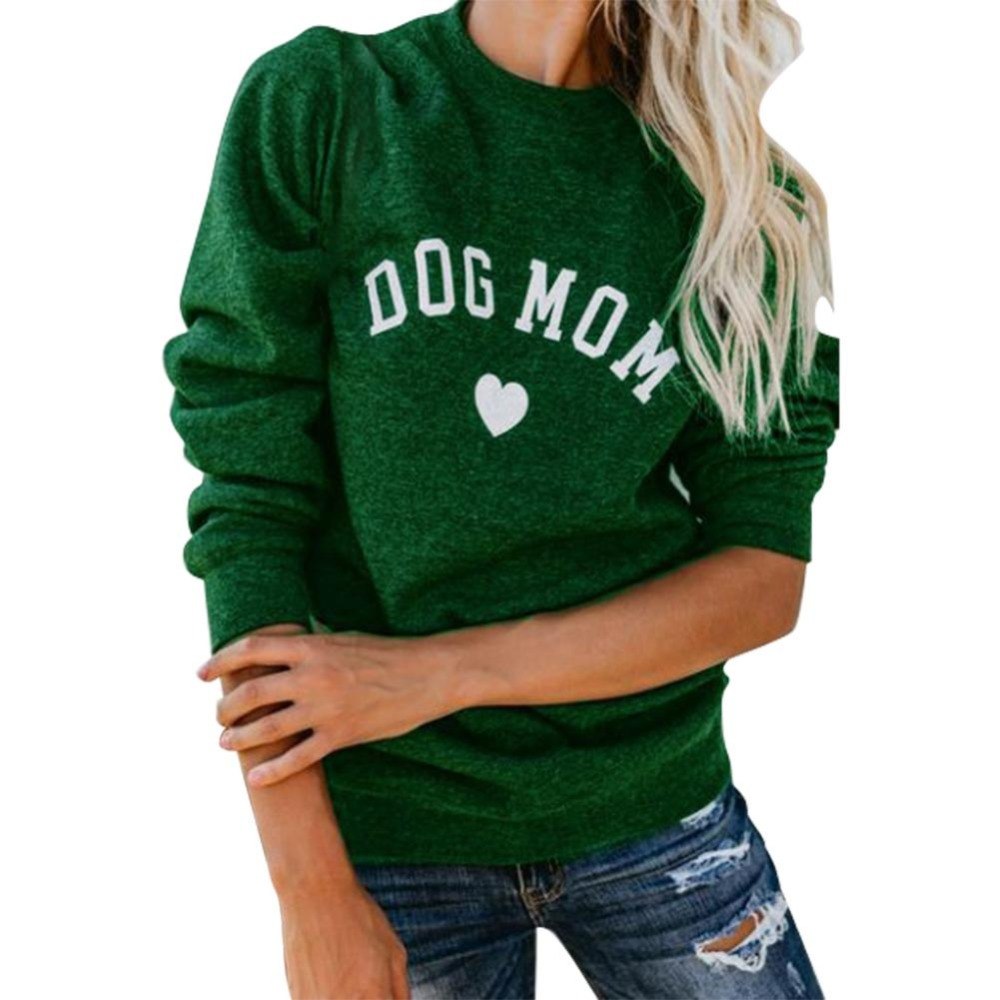 Drop Shipping DOG MOM Funny Letter Print Sweatshirt For Women Full Sleeve Casual Tops Female Autumn Clothes Feminina Sweatshirts