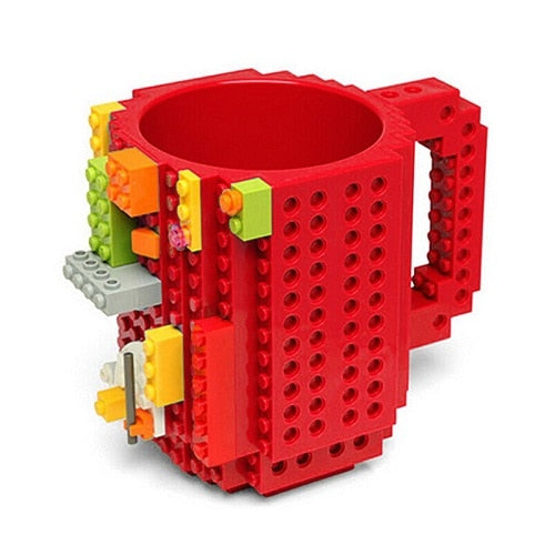 12oz Build-On Brick Mug Type Building Blocks Lego Type Coffee Cup DIY Block Puzzle Mug  4 Colors
