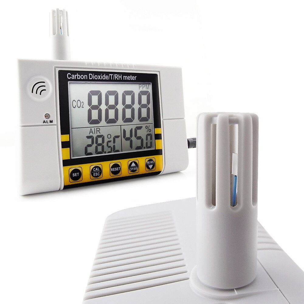 Digital Wall Mount Indoor Air Quality Temperature RH Carbon Dioxide CO2 Meter Sensor Detector 0~2000ppm Range