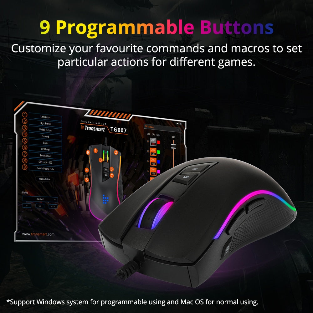 Tronsmart TG007 Wired Gaming Mouse Gamer Computer Mouse with 16.8 Million RGB