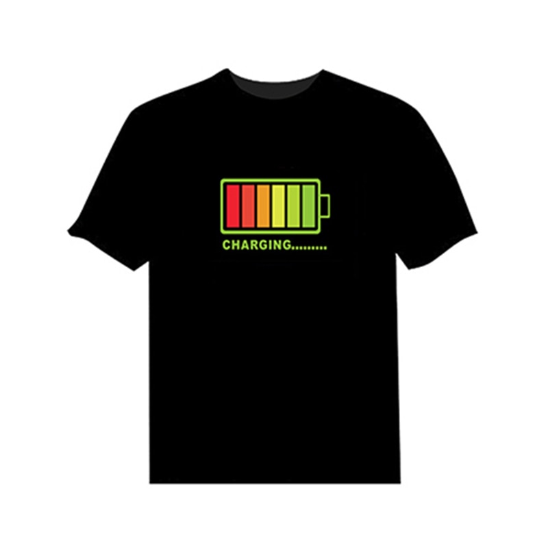Sound Activated LED T Shirt Light Up and down Flashing Equalizer EL T-Shirt for Rock Disco Party DJ T shirt